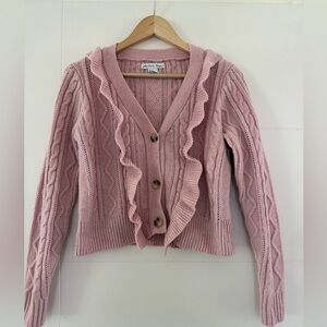 London Kaye Ruffled Cardigan, size medium.